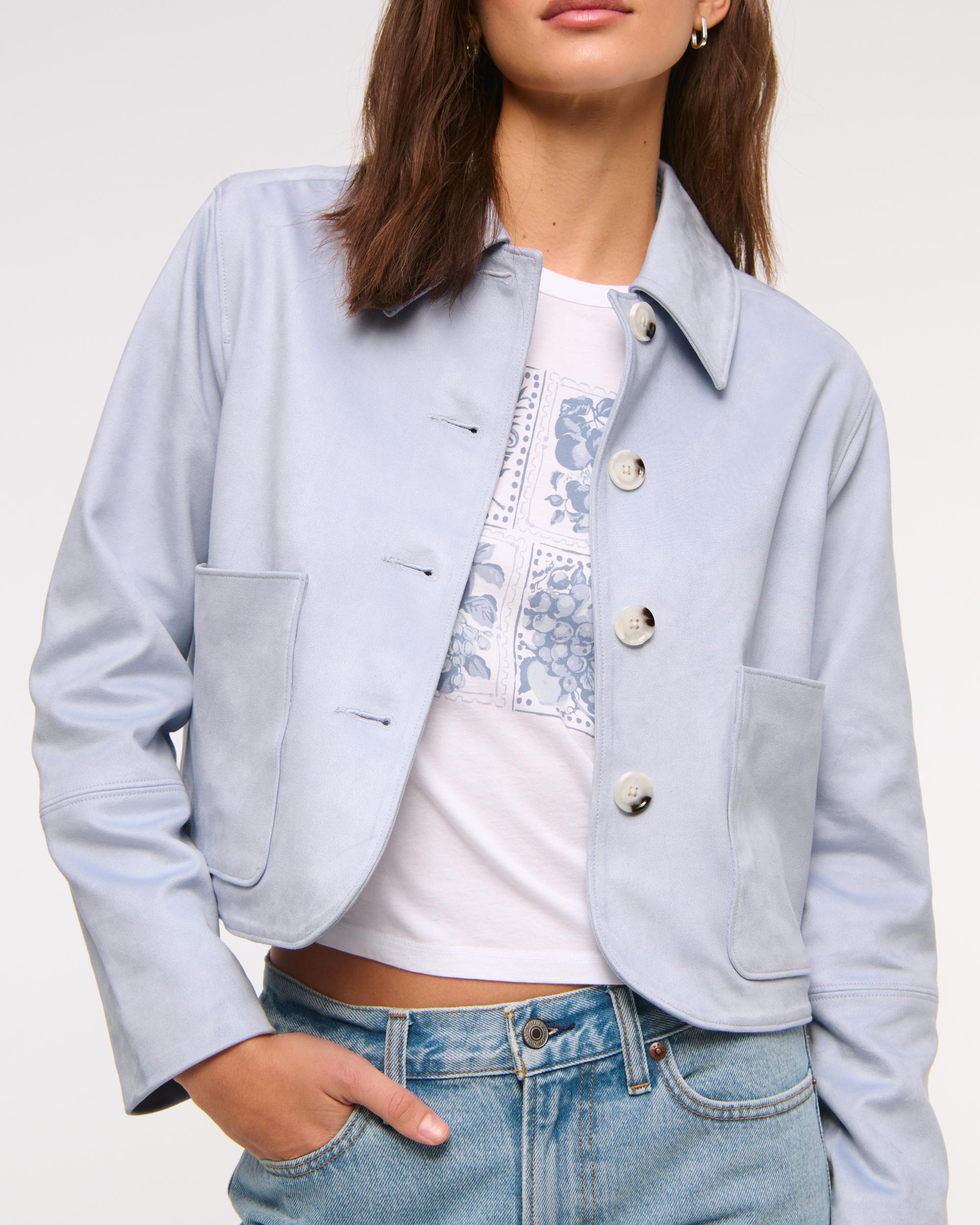 Vegan Suede Button-Through Jacket Product Image