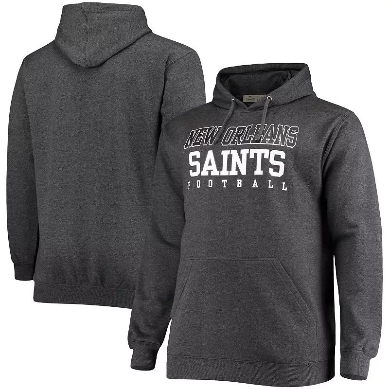 Men's Fanatics Branded Heathered Charcoal New Orleans Saints Big & Tall Practice Pullover Hoodie, Size: 5XB Product Image