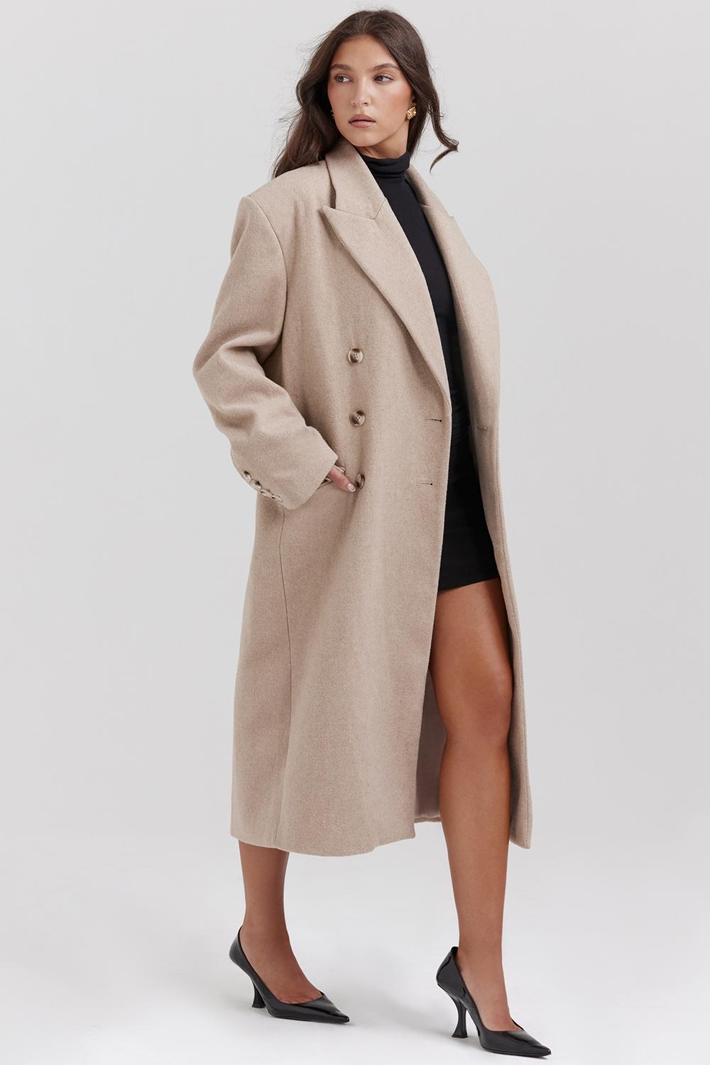 Carter  oatmeal double breasted coat Product Image