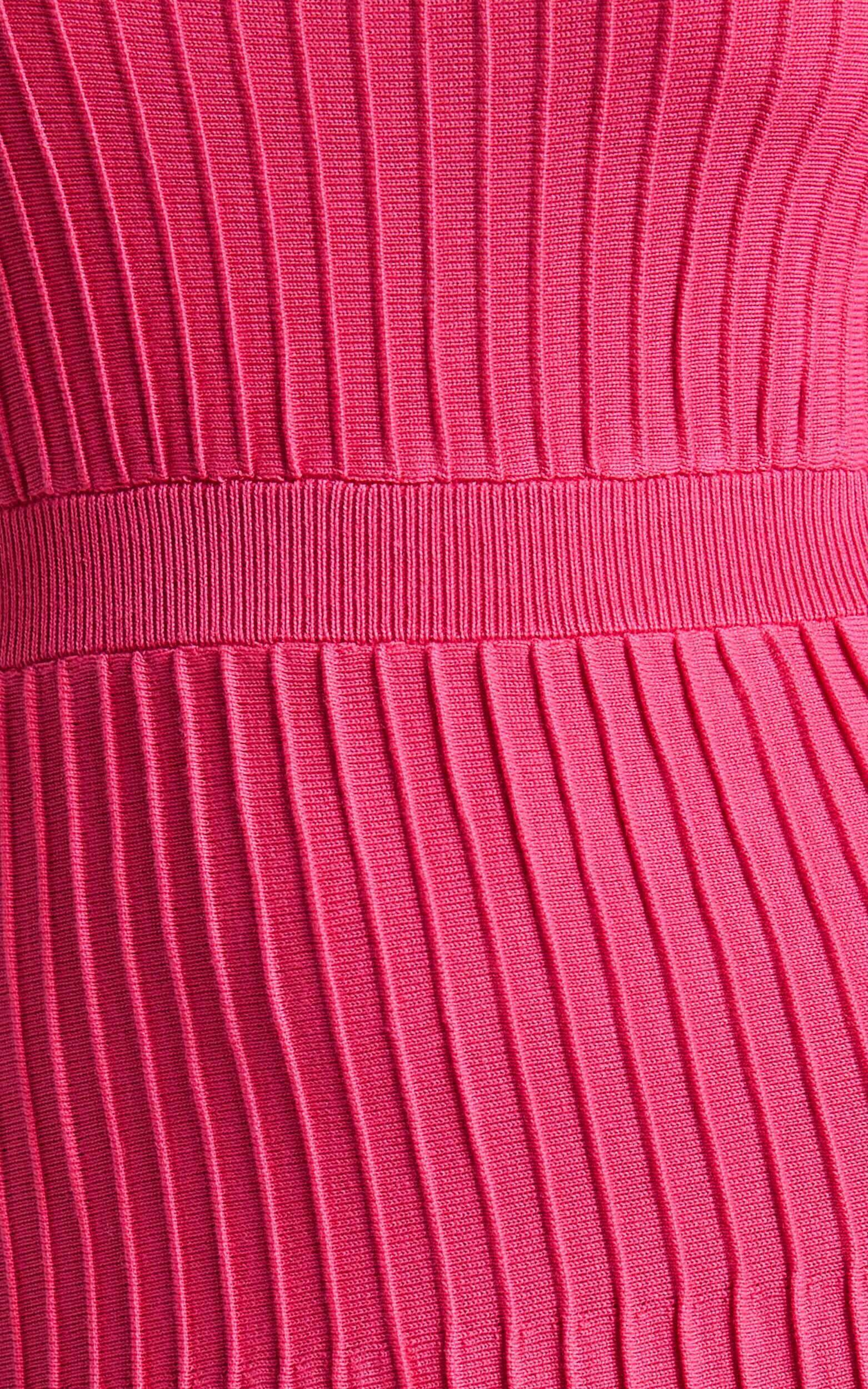 Donissa Midi Dress - Panelled Knit Dress in Hot Pink Product Image