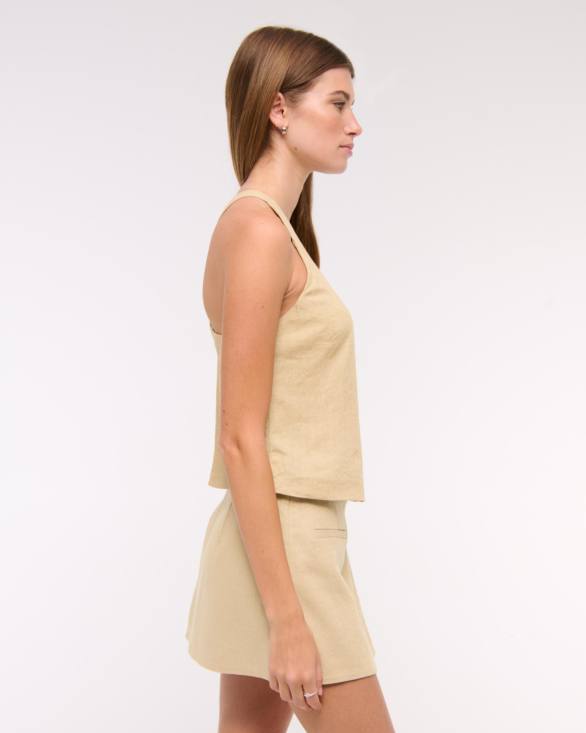 Linen-Blend Open-Back Set Top Product Image