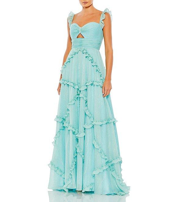 Mac Duggal Sweetheart Neck Cut Out Ruffle Chiffon A-line Gown Product Image