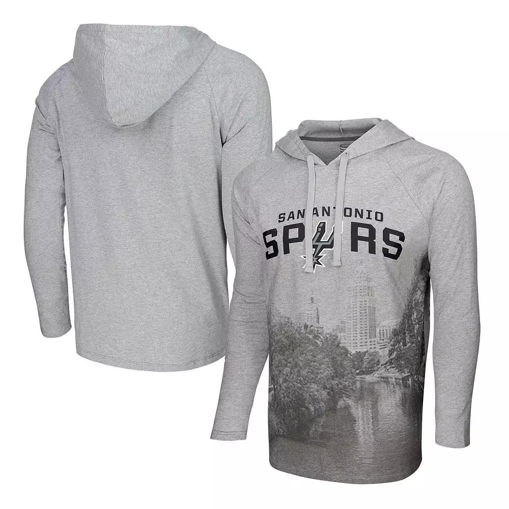Mens Stadium Essentials Heather Gray San Antonio Spurs Atrium Raglan Long Sleeve Hoodie T-Shirt Product Image