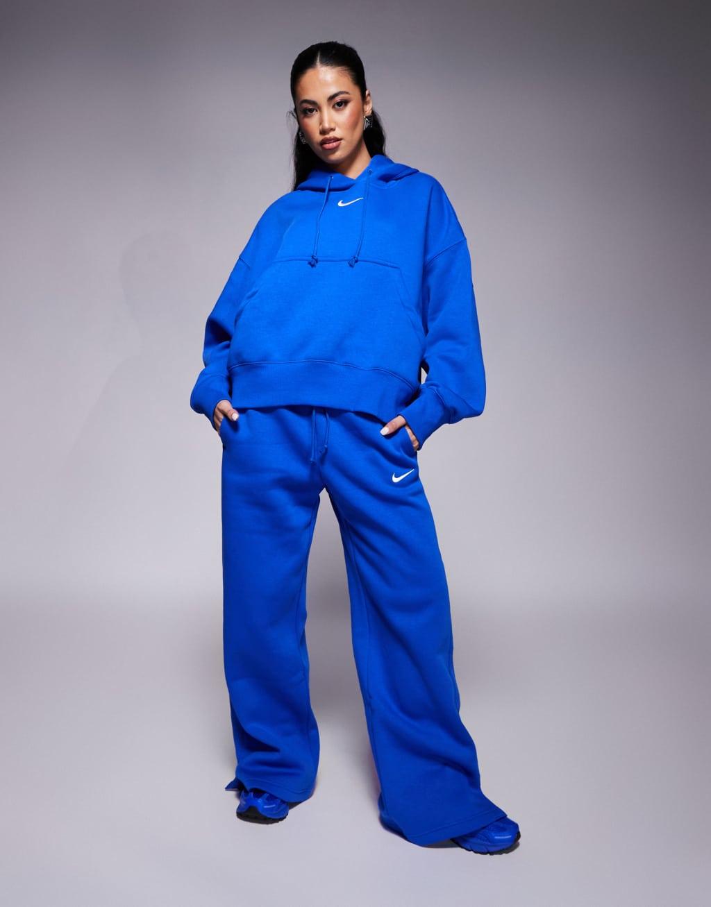 Nike Phoenix Fleece super oversized hoodie in blue Product Image