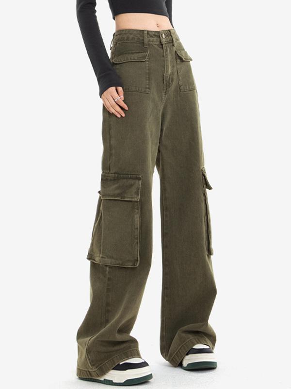 Vintage 90s Green Cargo Jeans Product Image