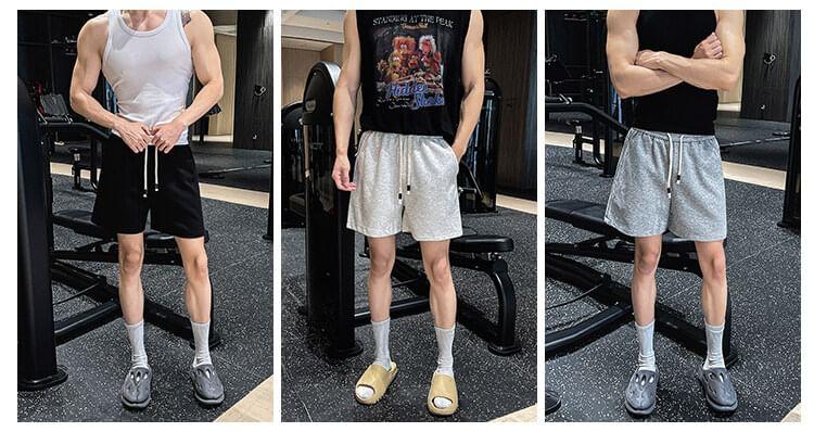 Drawstring Waist Plain Sweatshorts Product Image