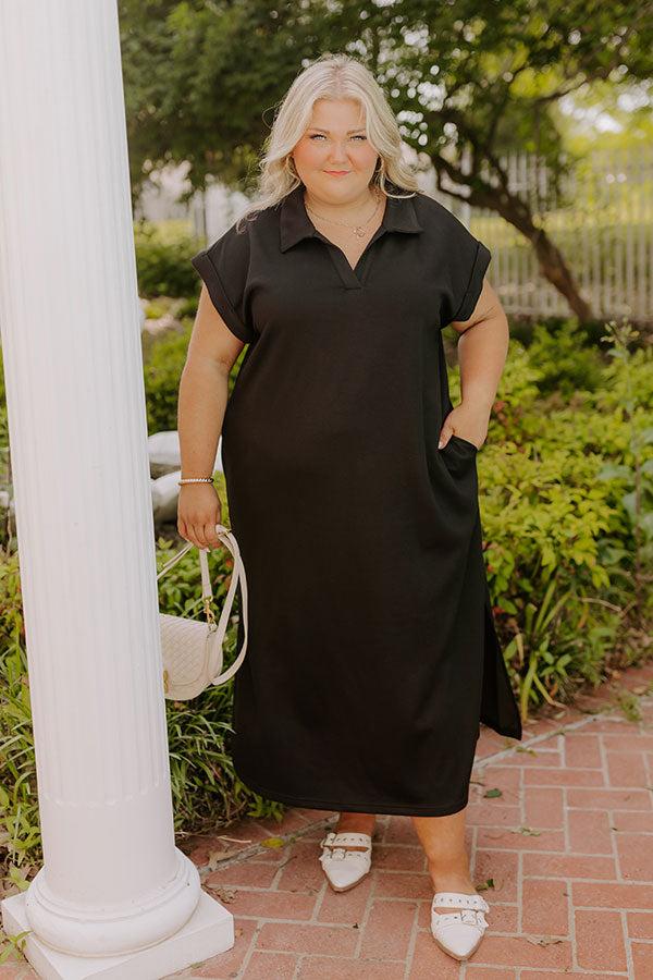 Cue The Casual T-shirt Midi Dress in Black Curves Product Image