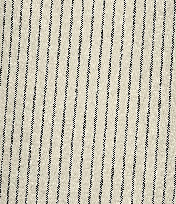 Takara Striped Notch Collar 3/4 Sleeve Shirred Blazer Jacket Product Image