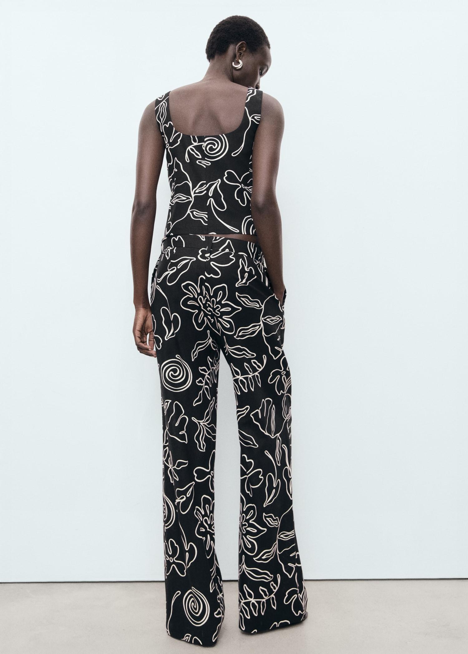 Floral-print linen-blend pants - Women | MANGO USA Product Image