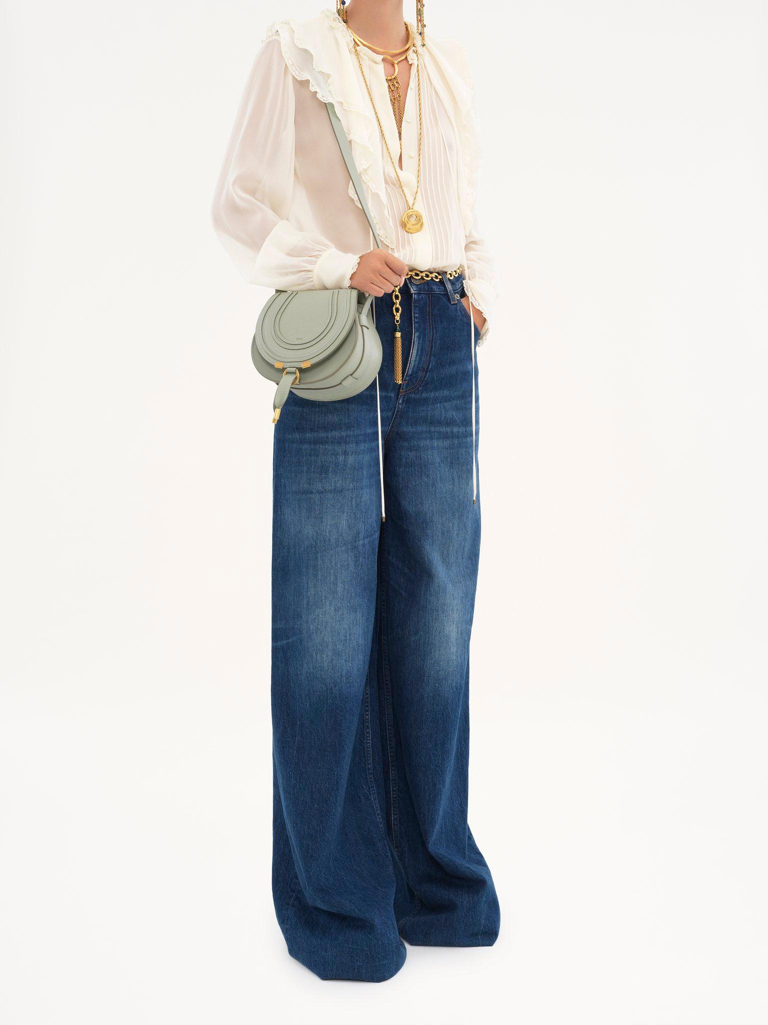 Small Marcie saddle bag in grained leather Product Image