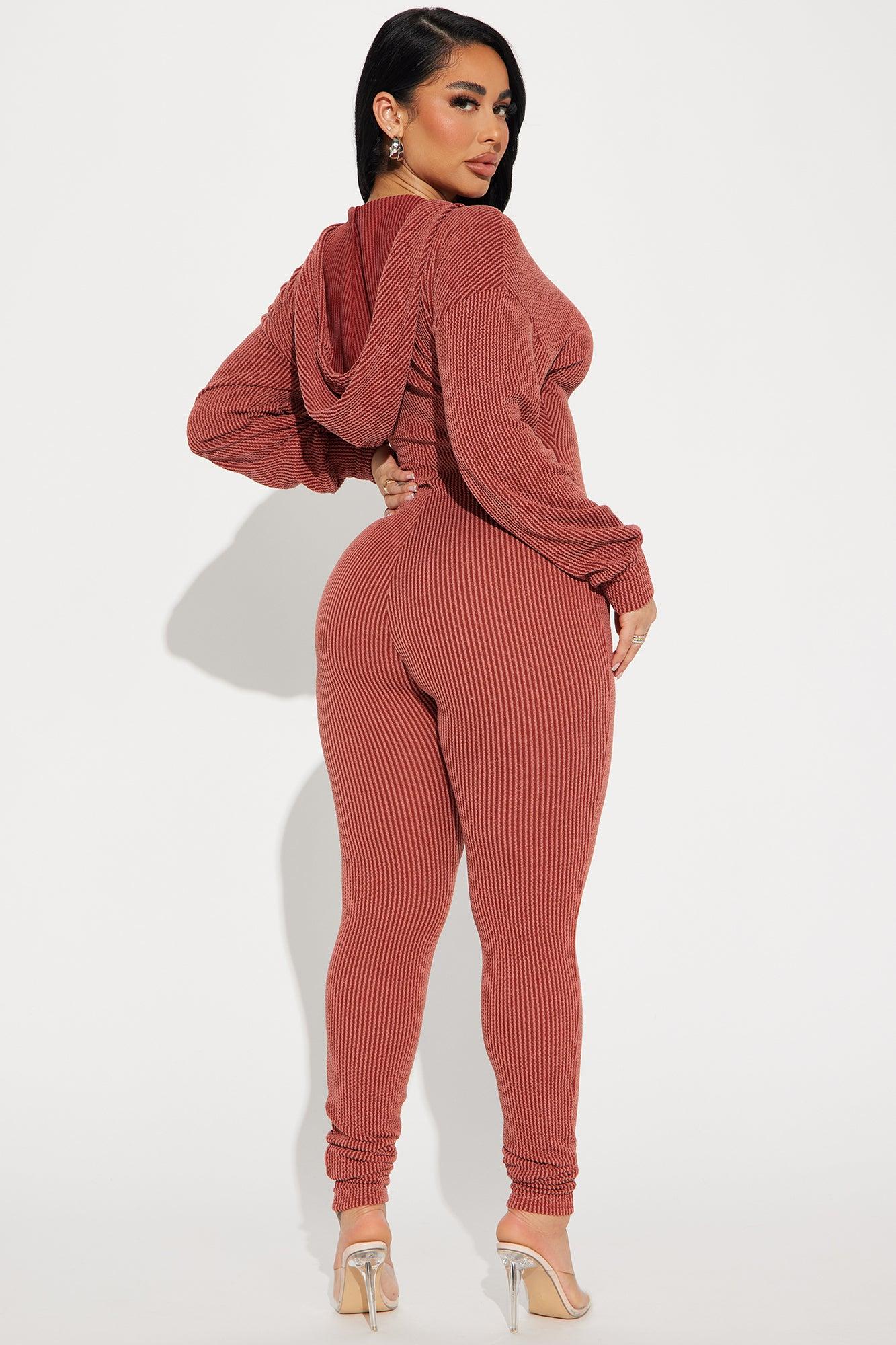 Izara Ribbed Jumpsuit - Rust Product Image