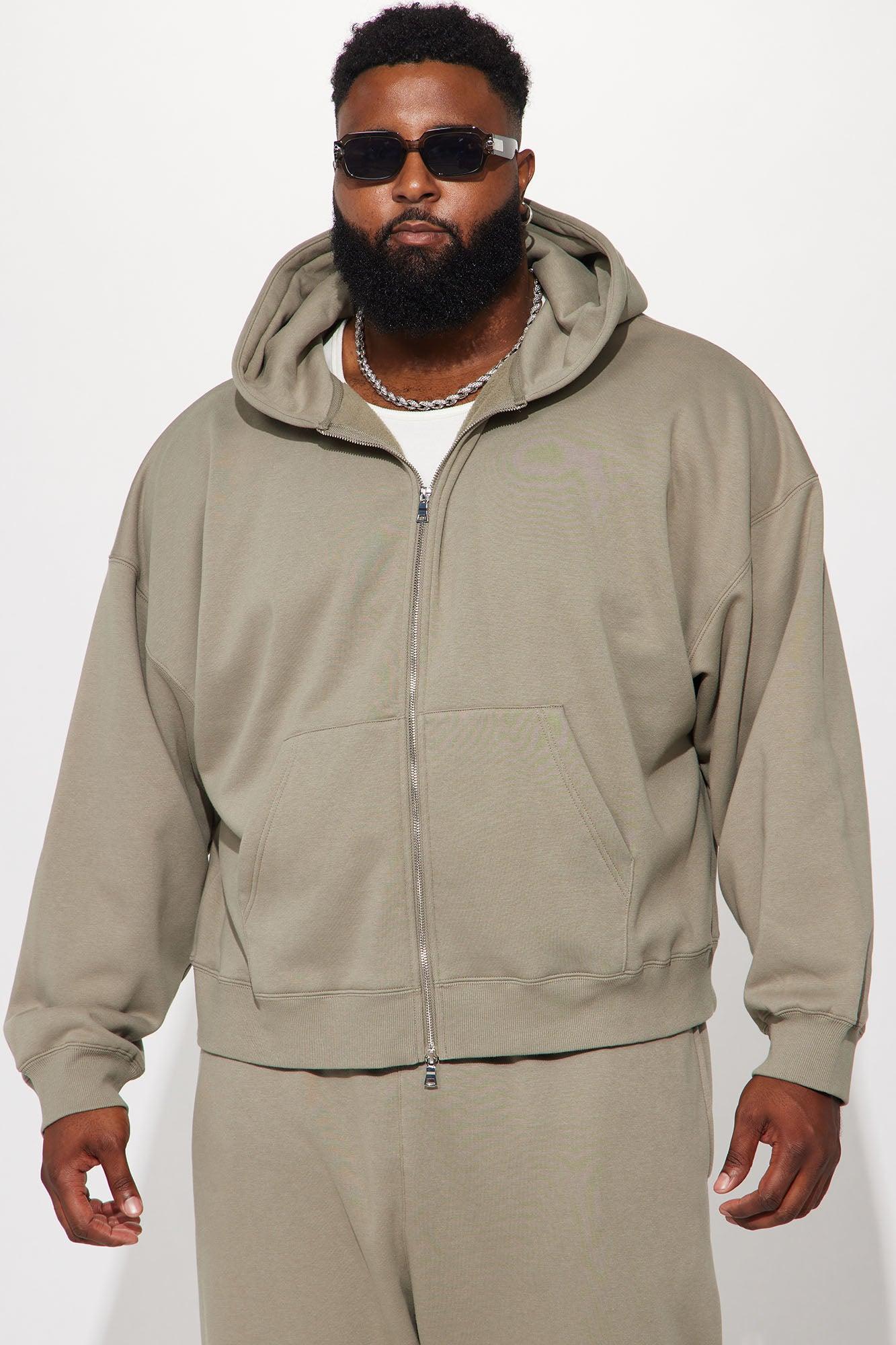 Tyson Oversized Heavyweight Zip Up - Olive Product Image