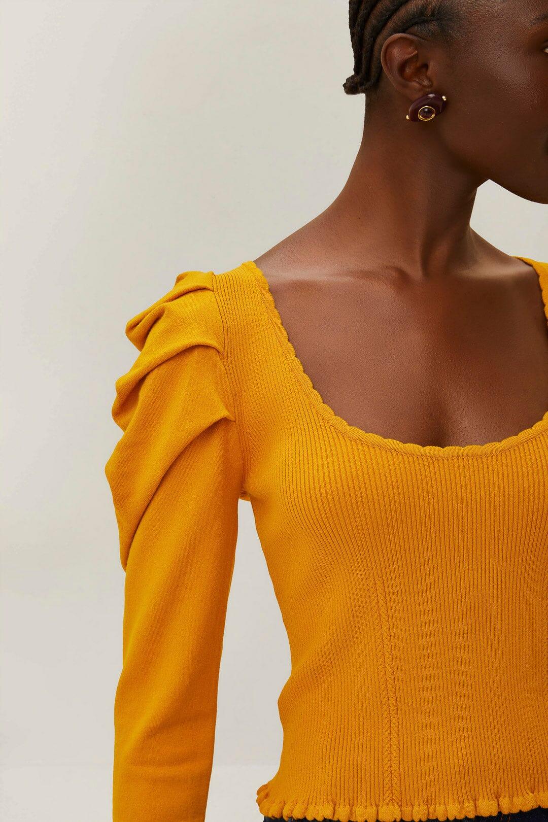 Yellow Knit Blouse Product Image