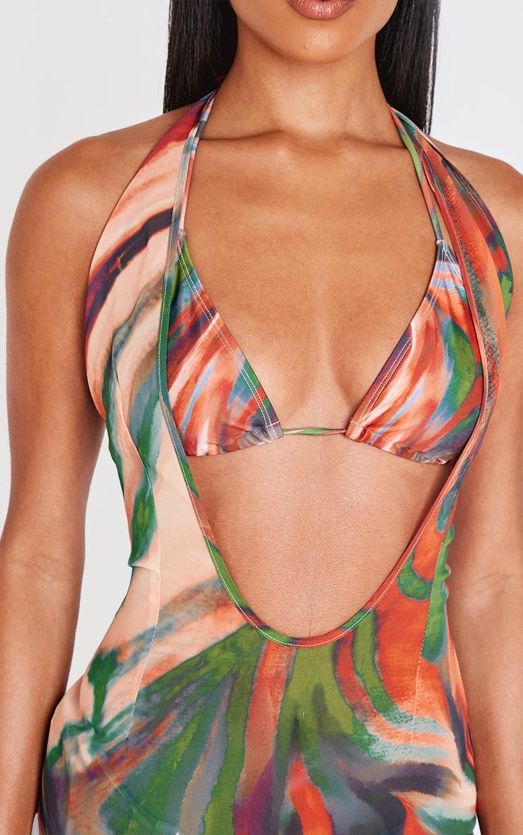 Multi Printed Chiffon Deep Plunge Maxi Beach Dress Product Image