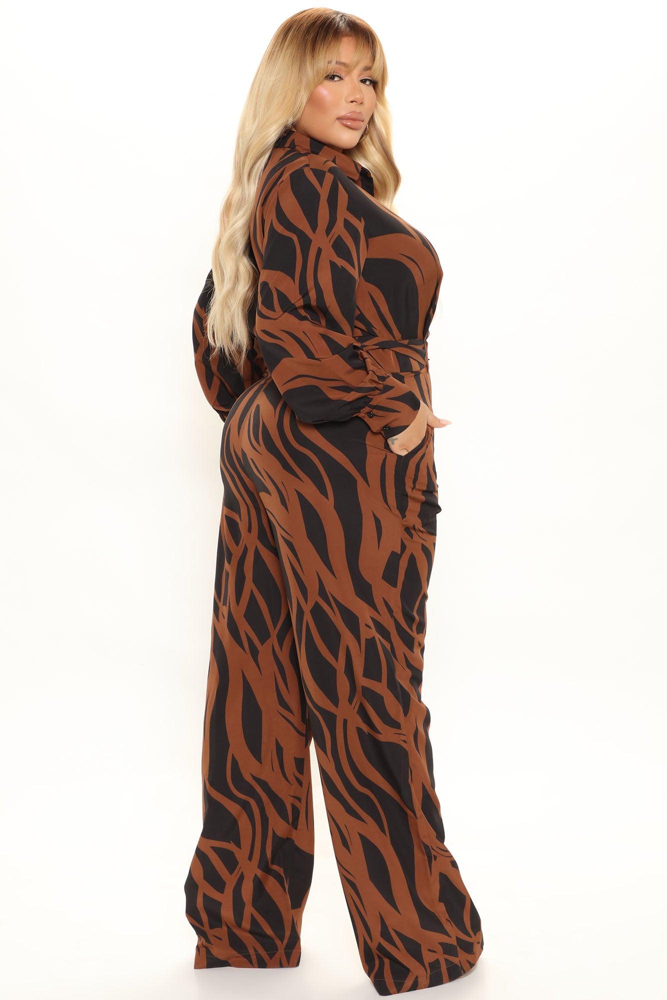 Feel Good Zebra Jumpsuit - Brown/combo Product Image