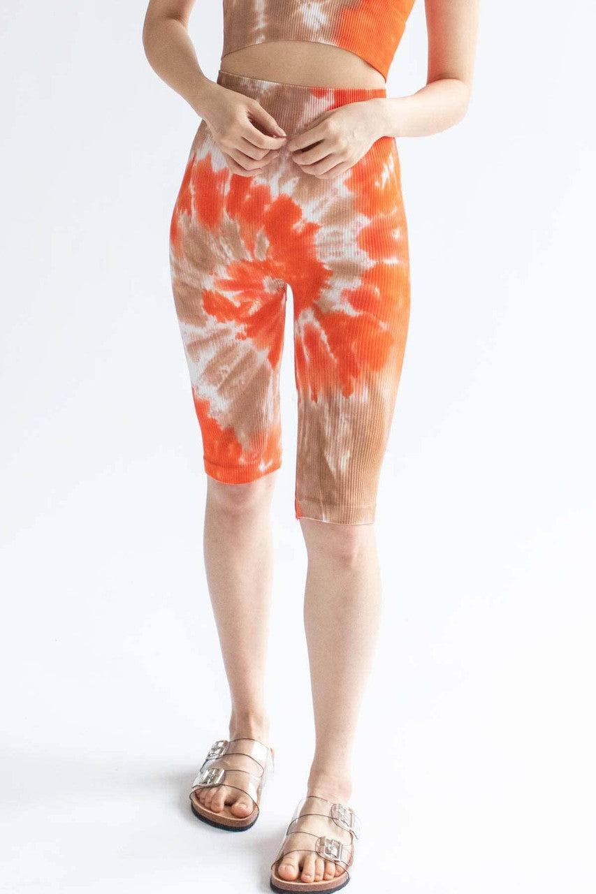 Sunburned Tie Dye Ribbed Seamless Bike Shorts Product Image