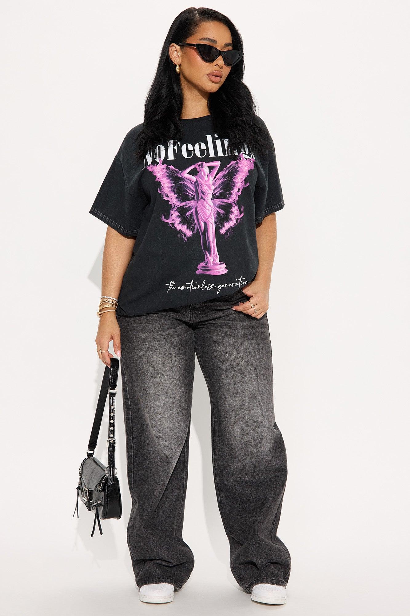 No Feelings Oversized Washed Tee - Black Product Image