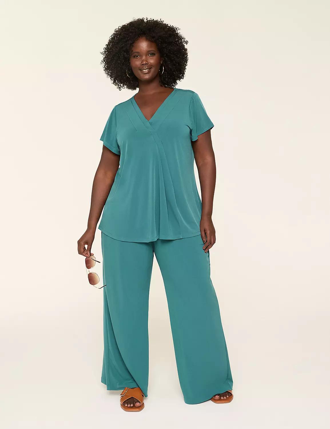 Cap-Sleeve Pleat-Front Top Product Image