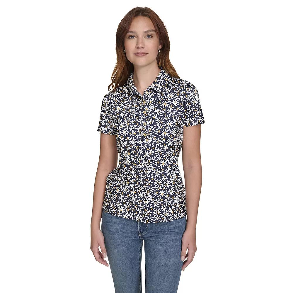 Women's Nautica Daisy Short Sleeve Polo, Size: XL, Daisy Print Product Image