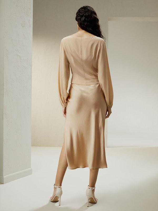 LILYSILK Silk Skirt Pleated - for Women - Black 100% Silk - Luxurious Bias Cut Skirt 16 Product Image