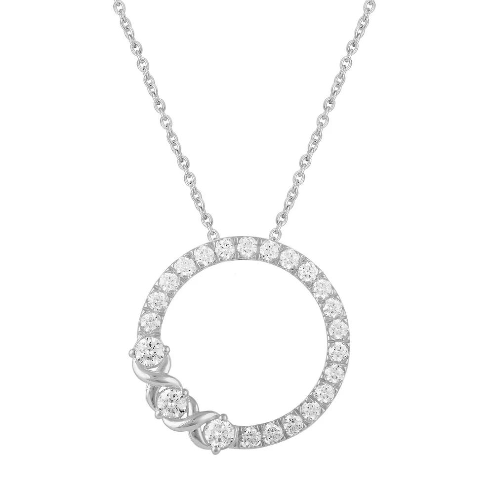Royal Aura Sterling Silver 1 Carat T.W. Diamond Open Circle Pendant Necklace, Women's, Size: 18" Product Image