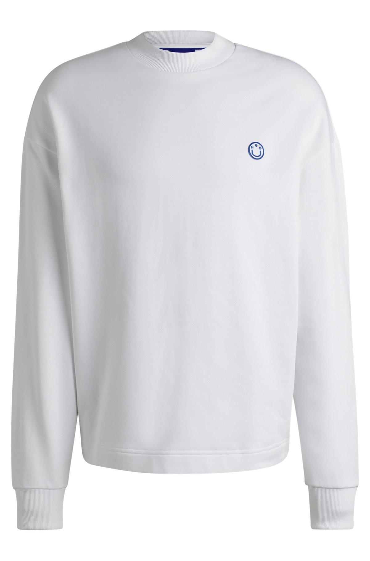 Cotton-terry sweatshirt with Happy HUGO Product Image