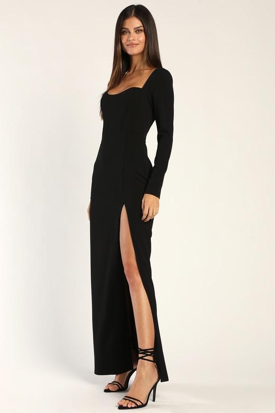 Glamorous Sweetheart Black Long Sleeve Maxi Dress Product Image