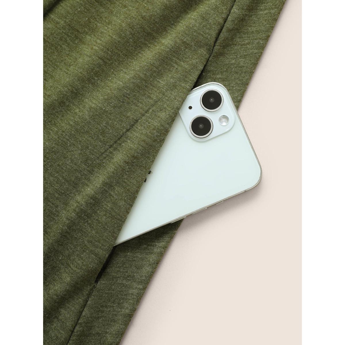 Plus Size Supersoft Essentials Solid Hanky Hem Dress Sage Women Casual Non Round Neck Short sleeve Curvy Midi Dress BloomChic 18-20/2X Product Image