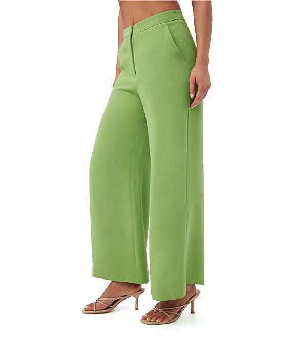 Trina Turk Verity Georgette Mid-Rise Wide Leg Ankle Pants Product Image