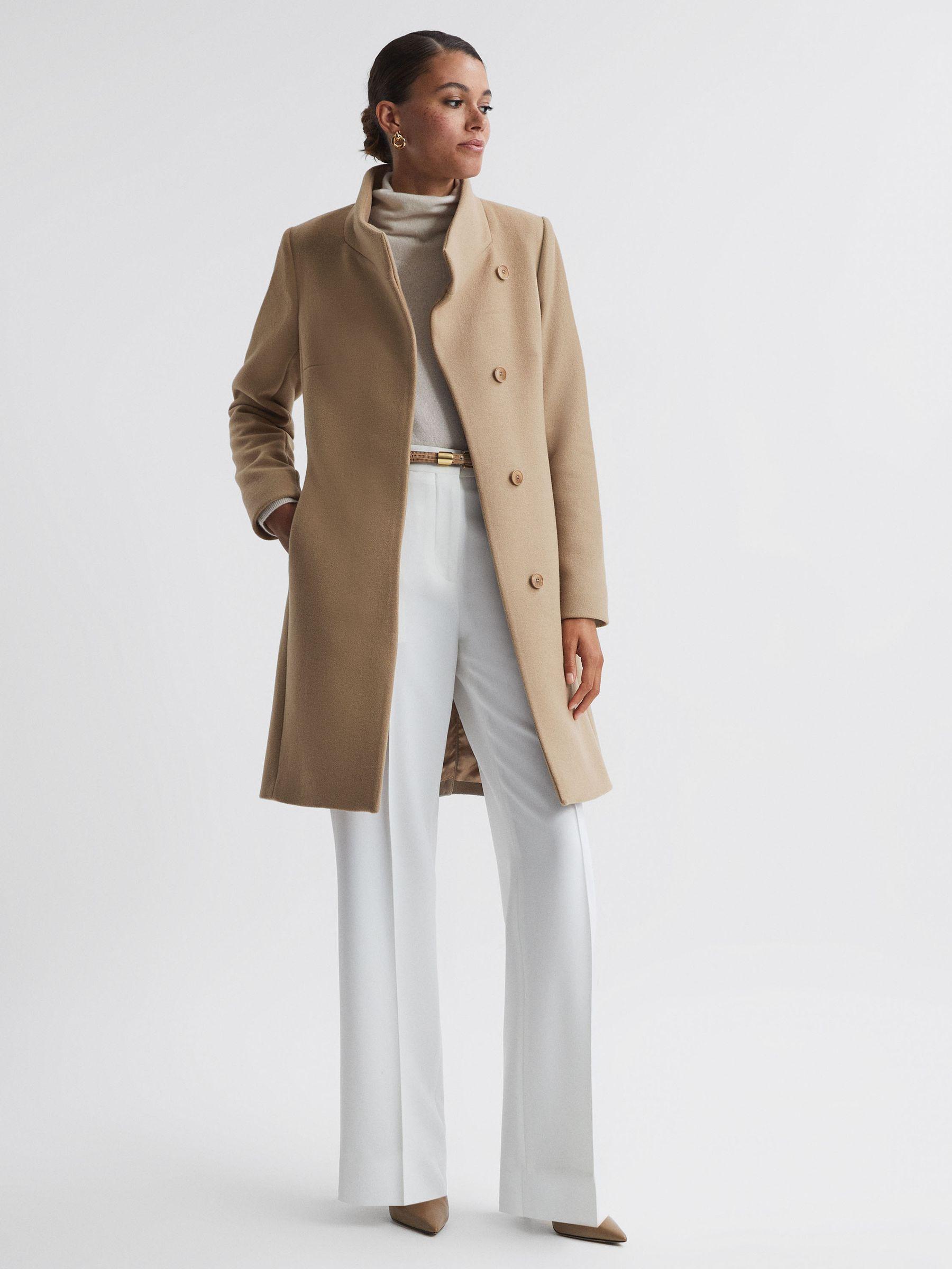 Wool Blend Mid-Length Coat in Camel Product Image