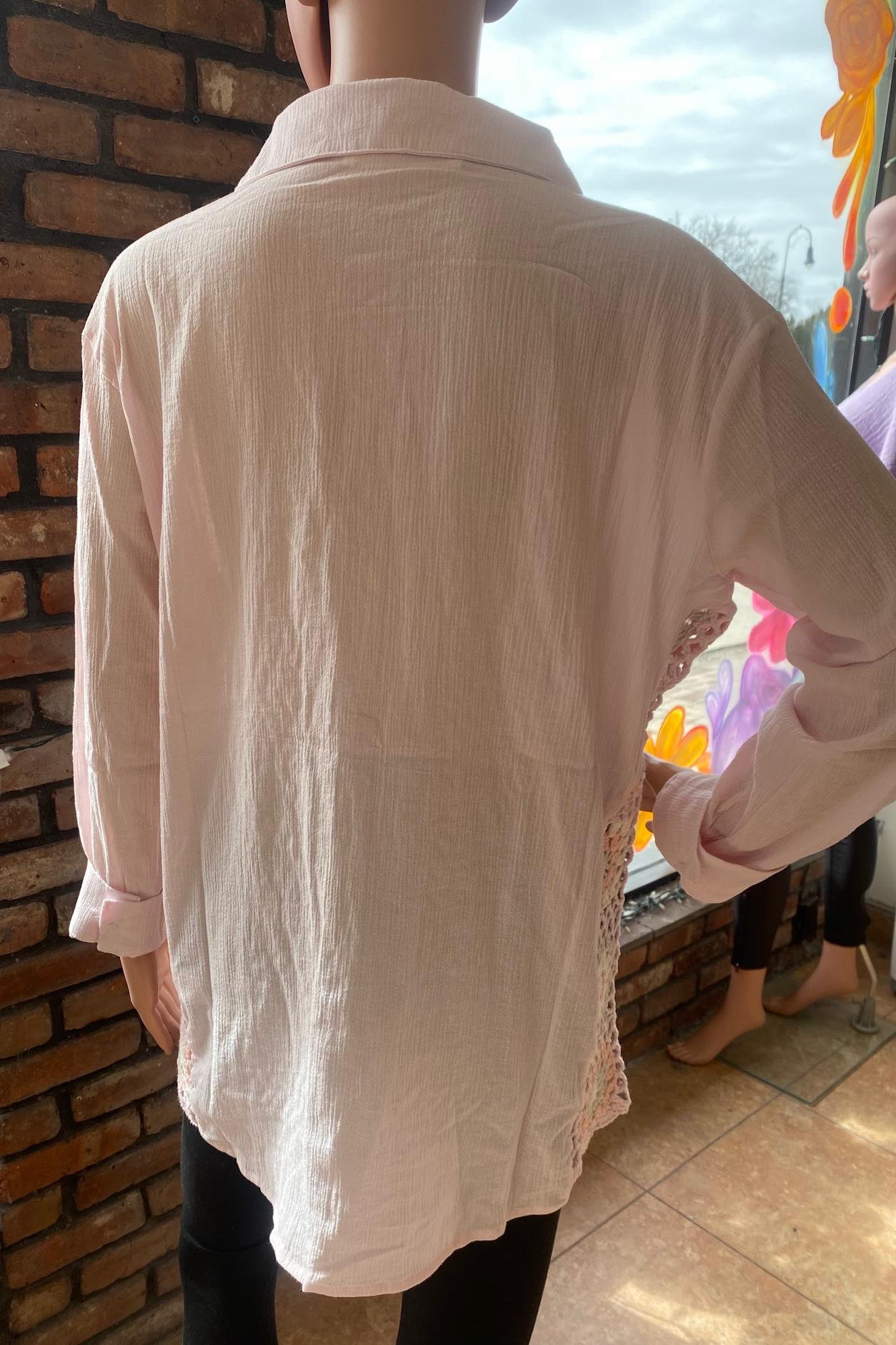 Crochet Side Gauze Top Product Image