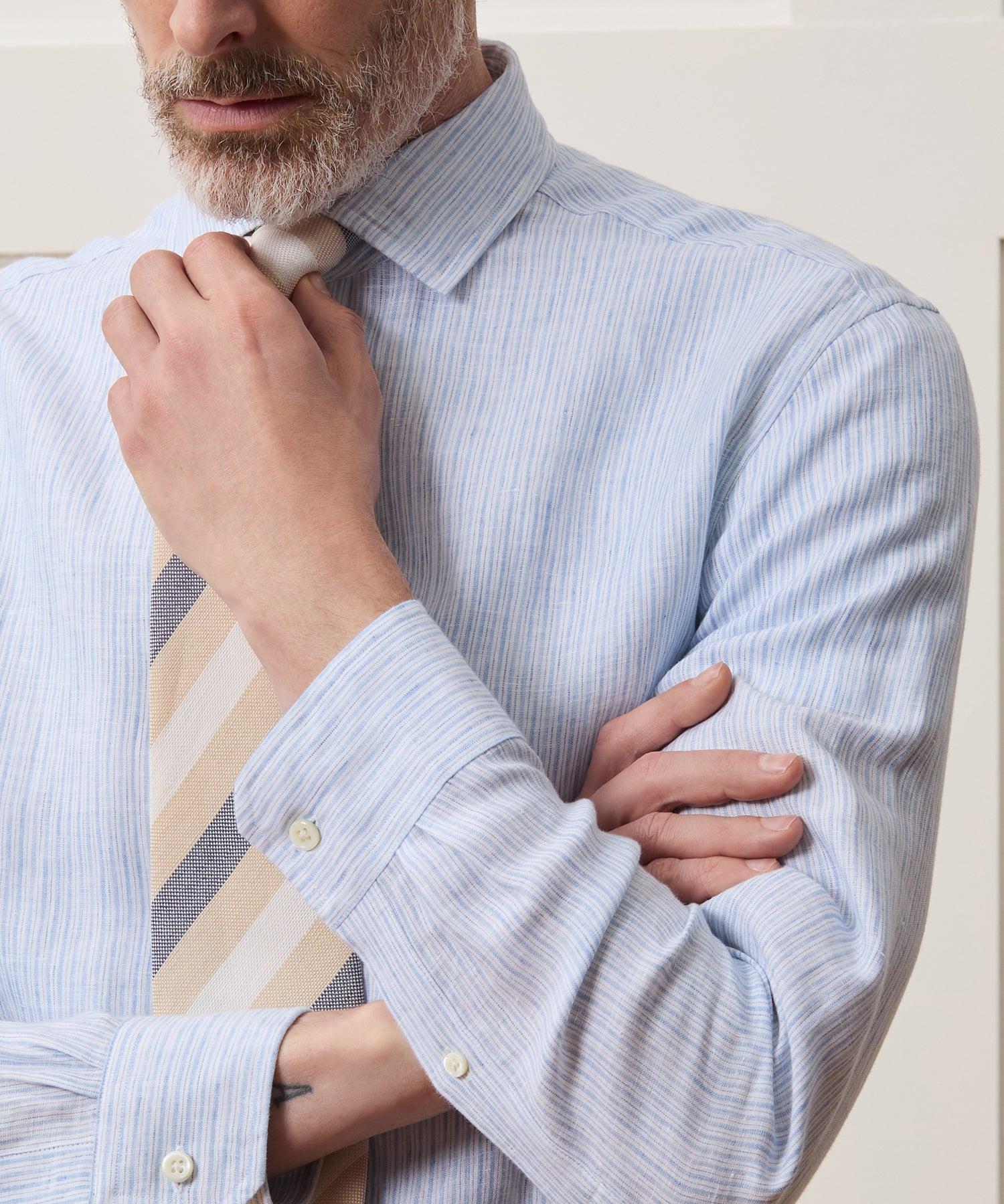 Italian Linen Spread Collar Dress Shirt Product Image