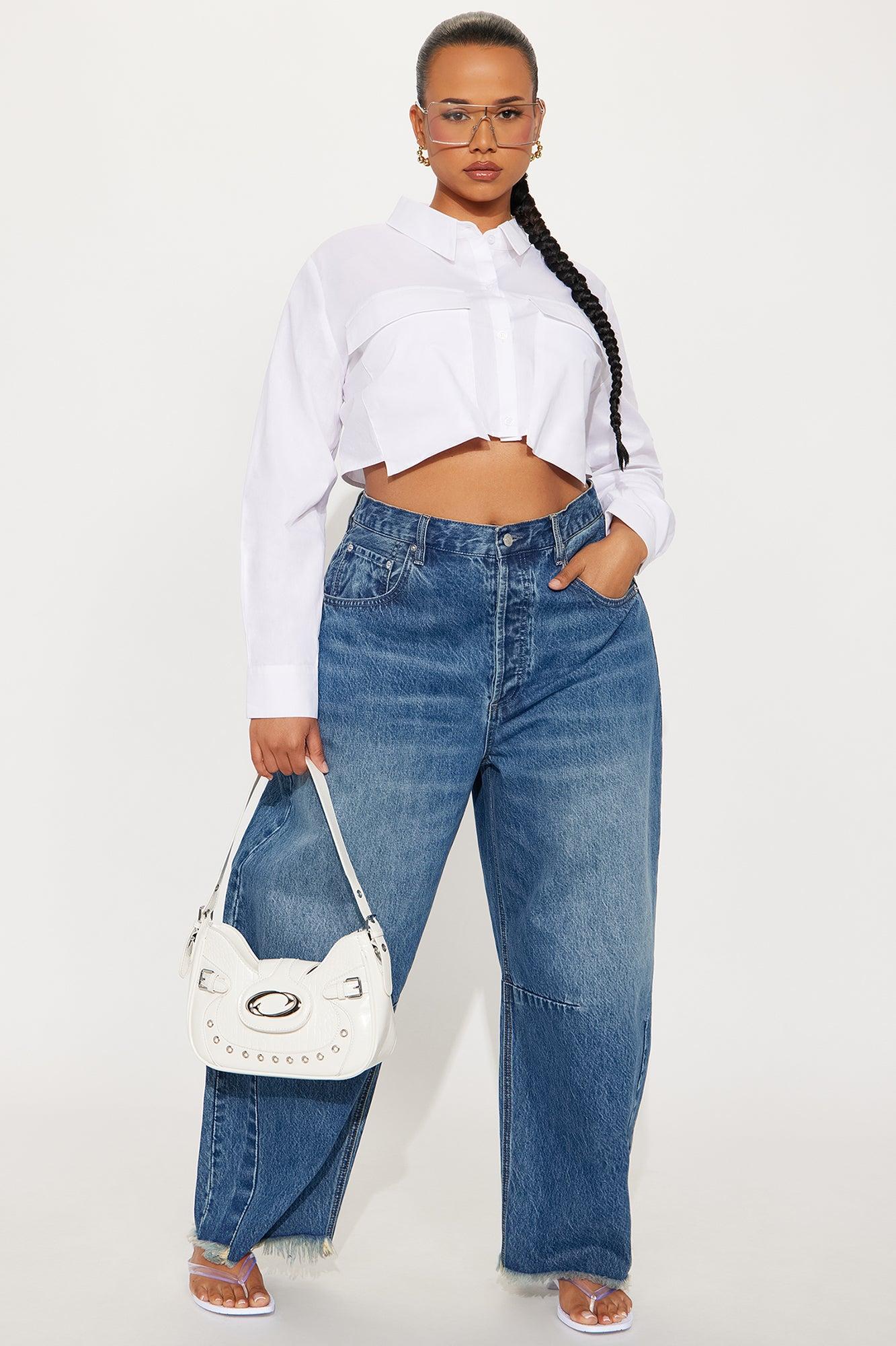 On My Way Cropped Poplin Shirt - White Female Product Image
