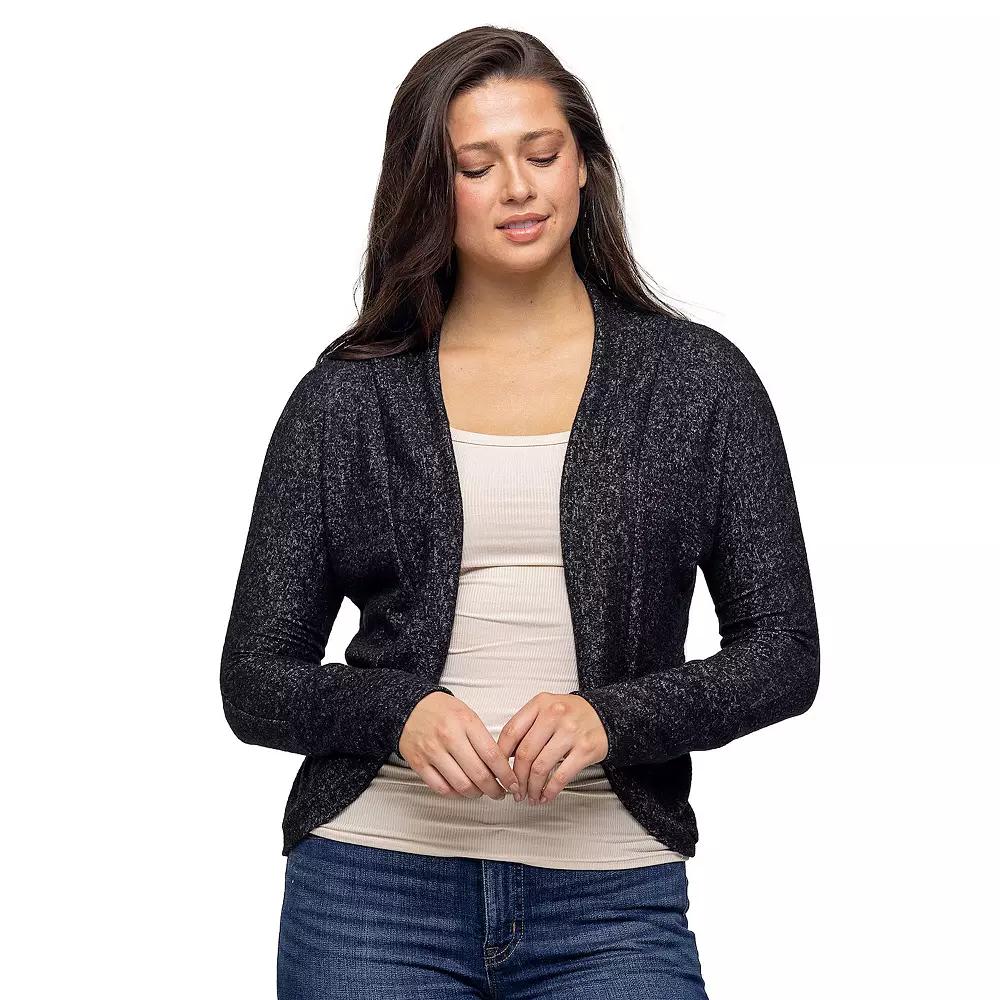 Women's 24Seven Comfort Apparel Curved Hem Open Front Bolero Shrug,  Product Image