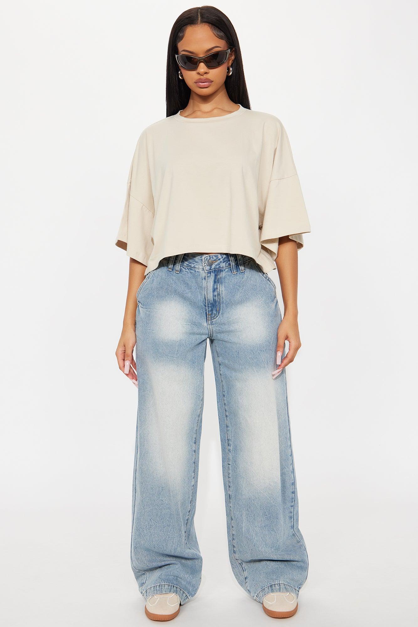 Blakely Boxy Wide Fit Short Sleeve Tshirt - Cream Female Product Image