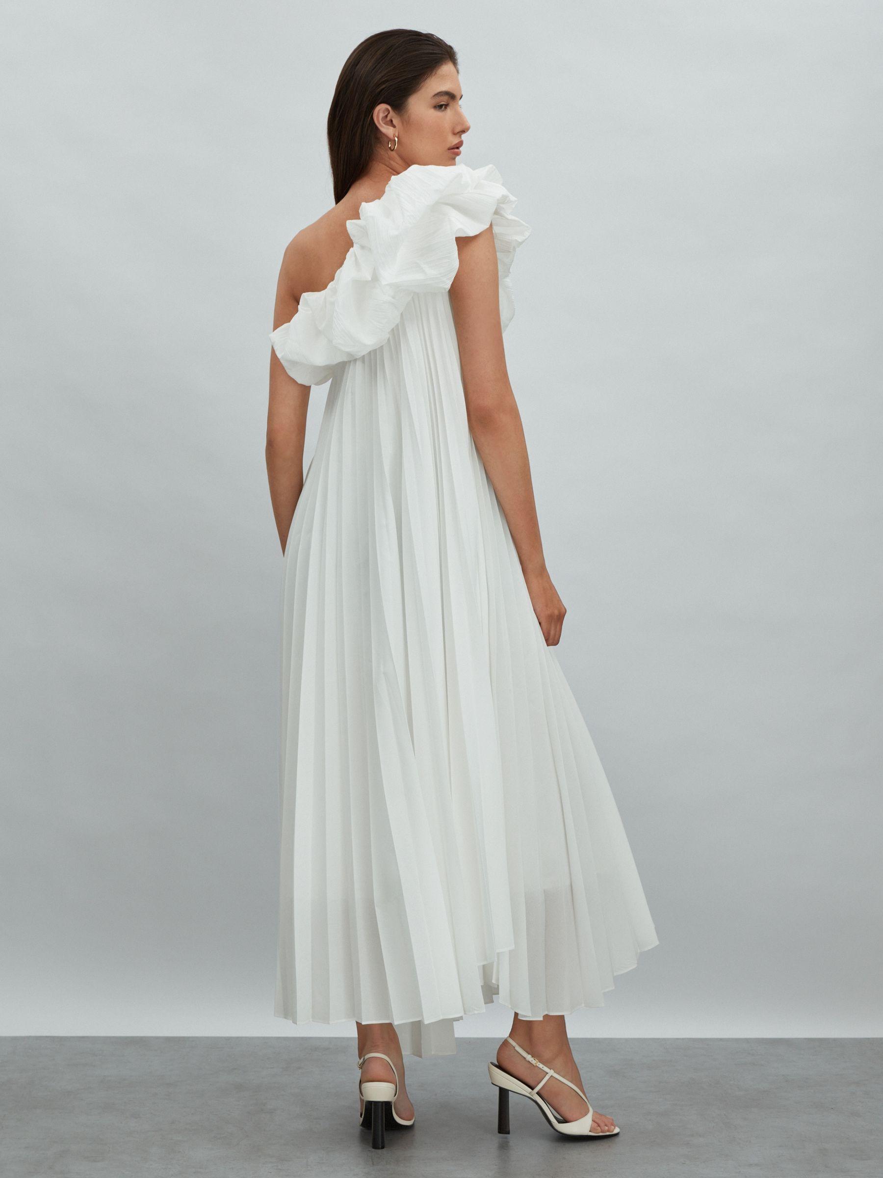 Acler One-Shoulder Asymmetric Midi Dress in Ivory Product Image