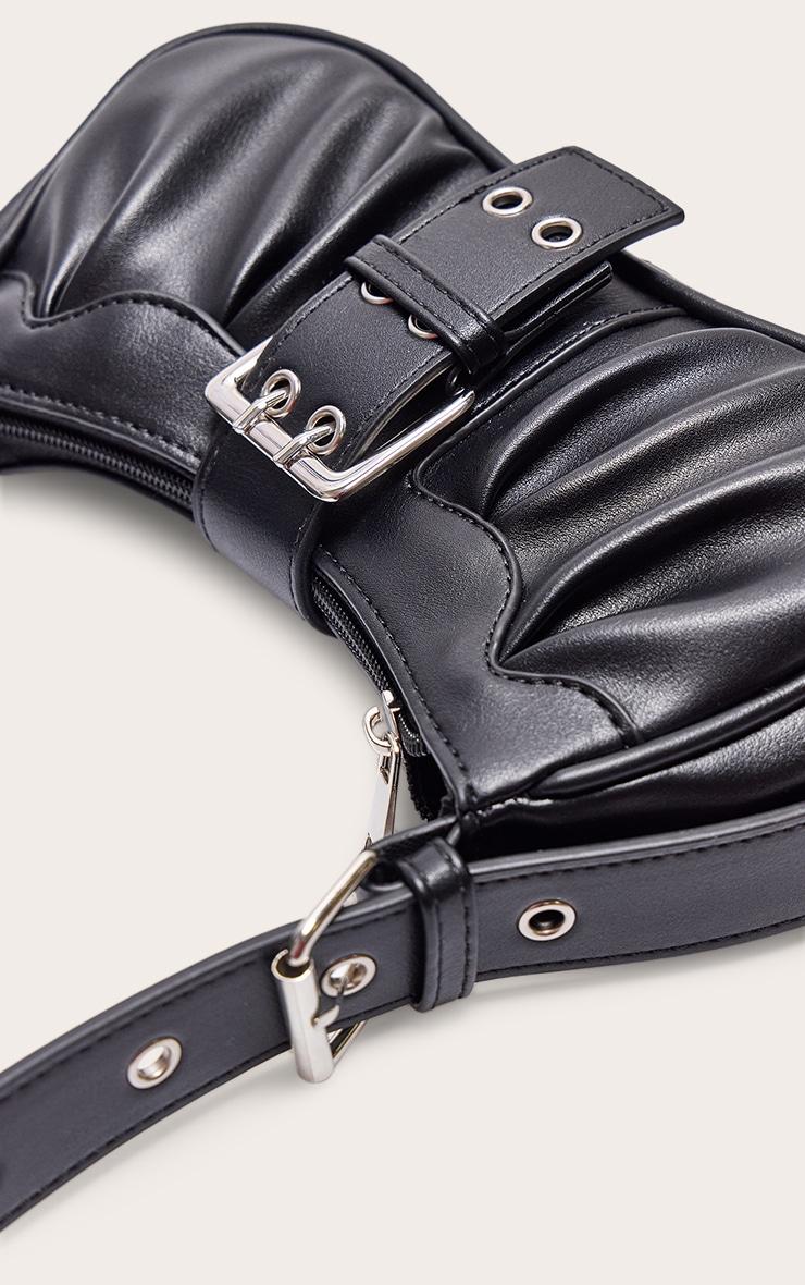 Black PU Eyelet Buckle Shoulder Bag Product Image