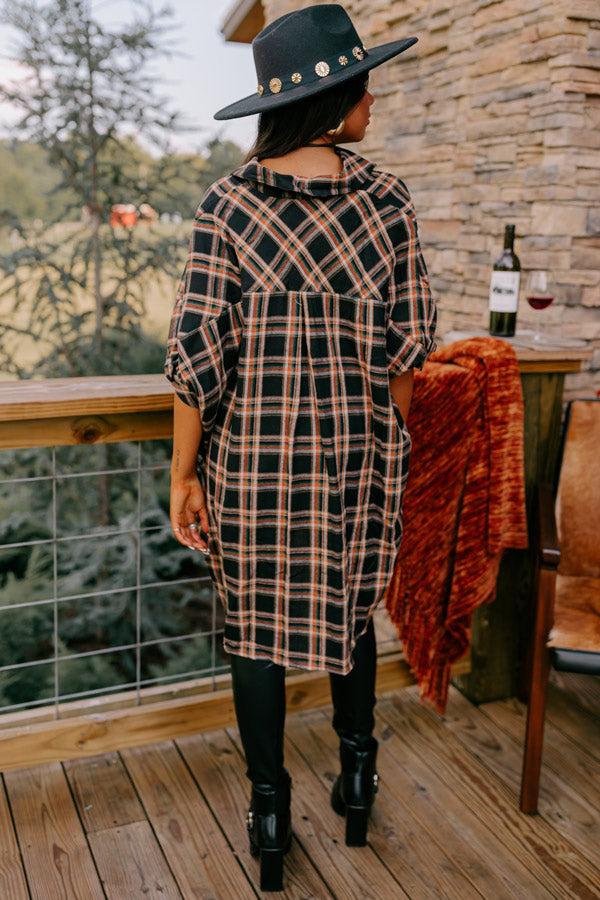 Comfy Glam Flannel Tunic in Black Product Image