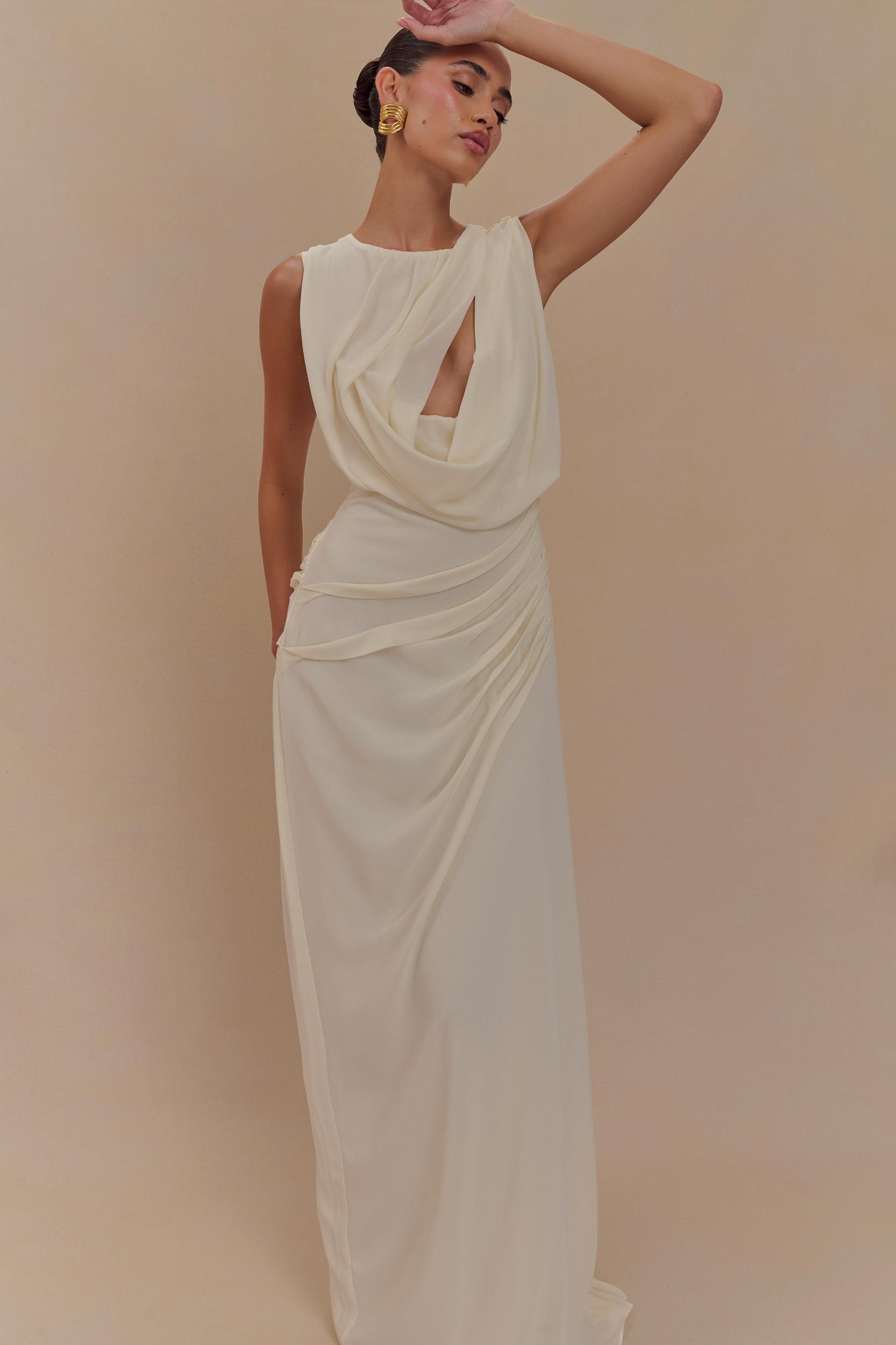 Oria Chiffon Maxi Dress - Ivory Product Image