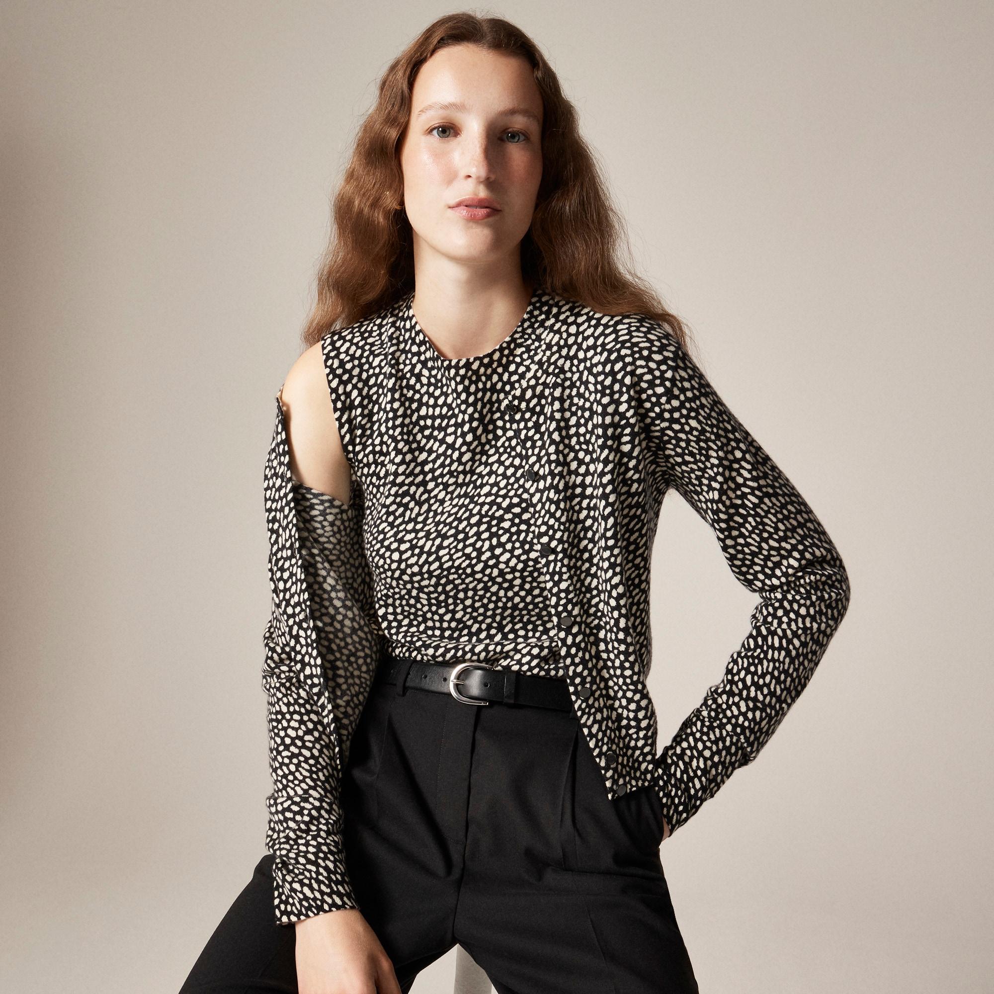 Featherweight cashmere cardigan in spot print Product Image