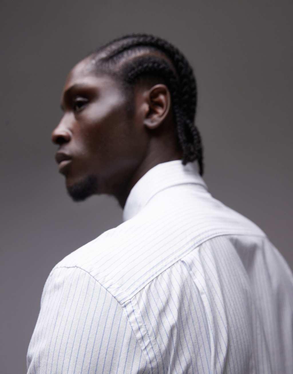 Mango regular fit striped shirt in white Product Image