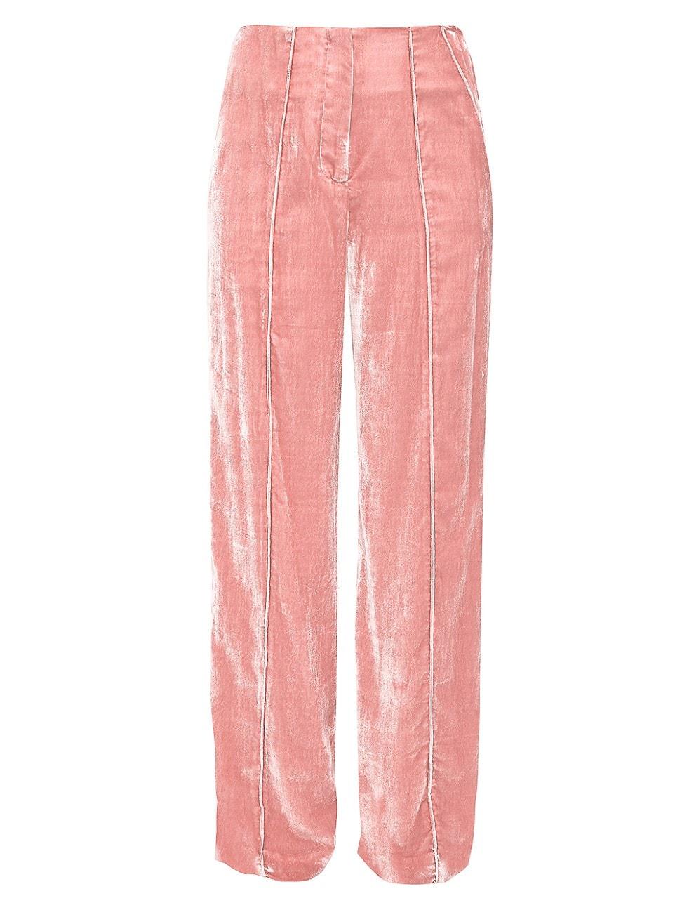 Womens Fiona Velvet Straight Leg Trousers Product Image