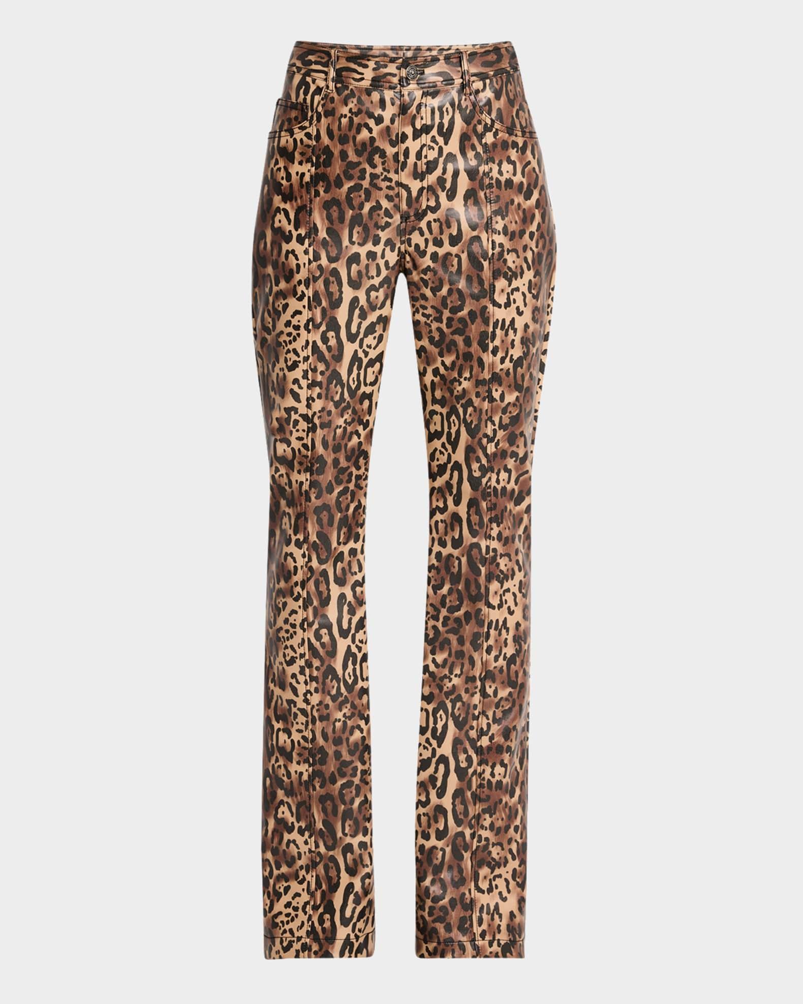 Leopard Faux Leather Pants Product Image