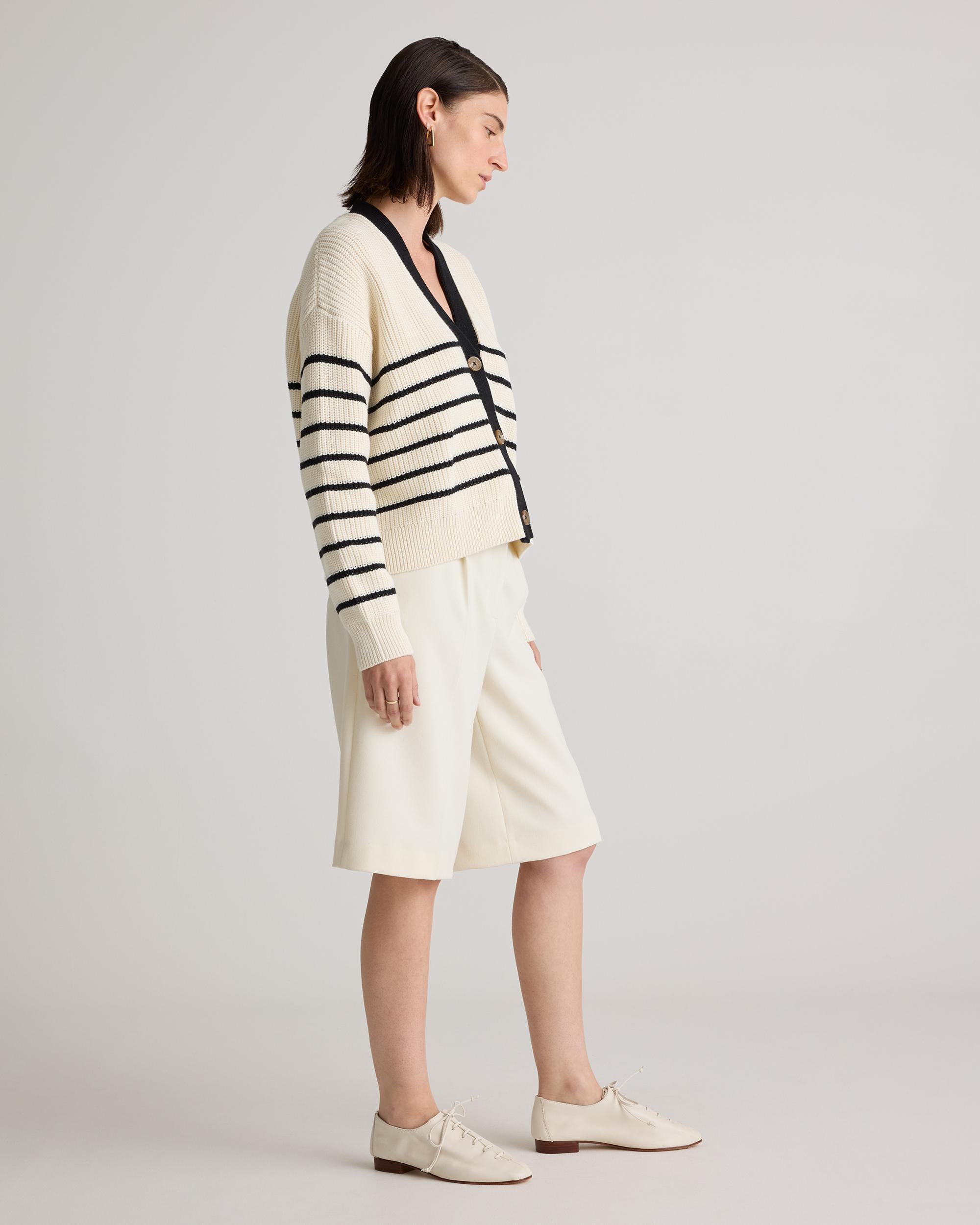 Quince | Women's Fisherman Boxy Cropped Cardigan Sweater Size XL, Organic Cotton Product Image