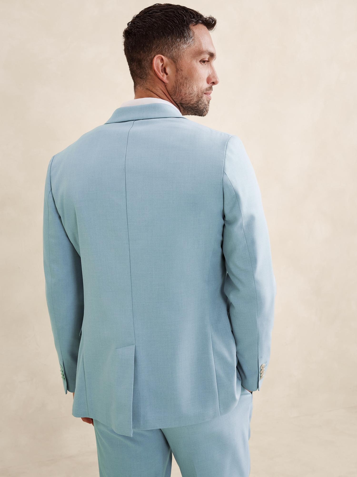 Tailored-Fit Aqua Melange Suit Jacket Product Image