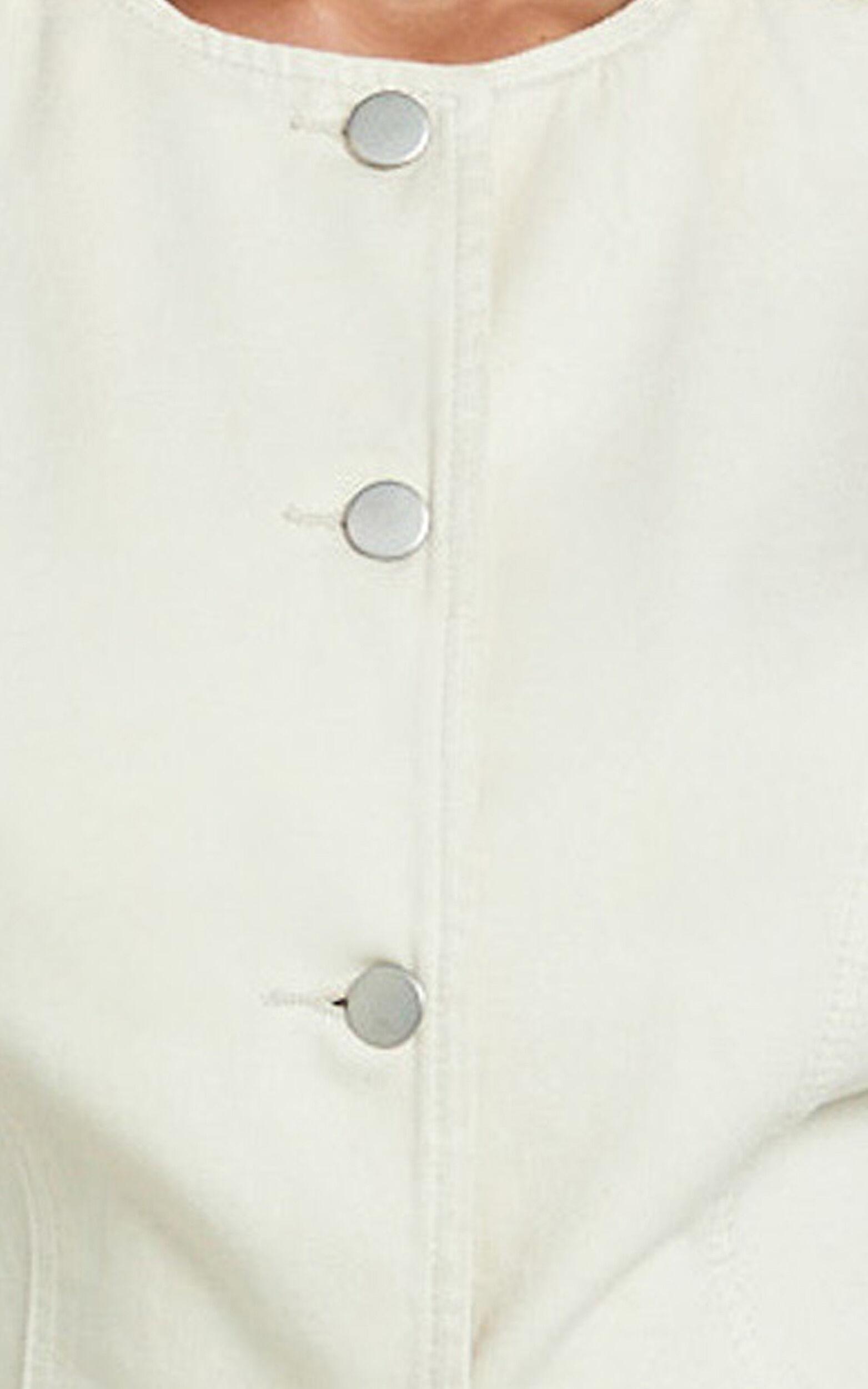 Rhianna Top - Button Down Longline Recycled Denim Vest Top in Ecru Product Image