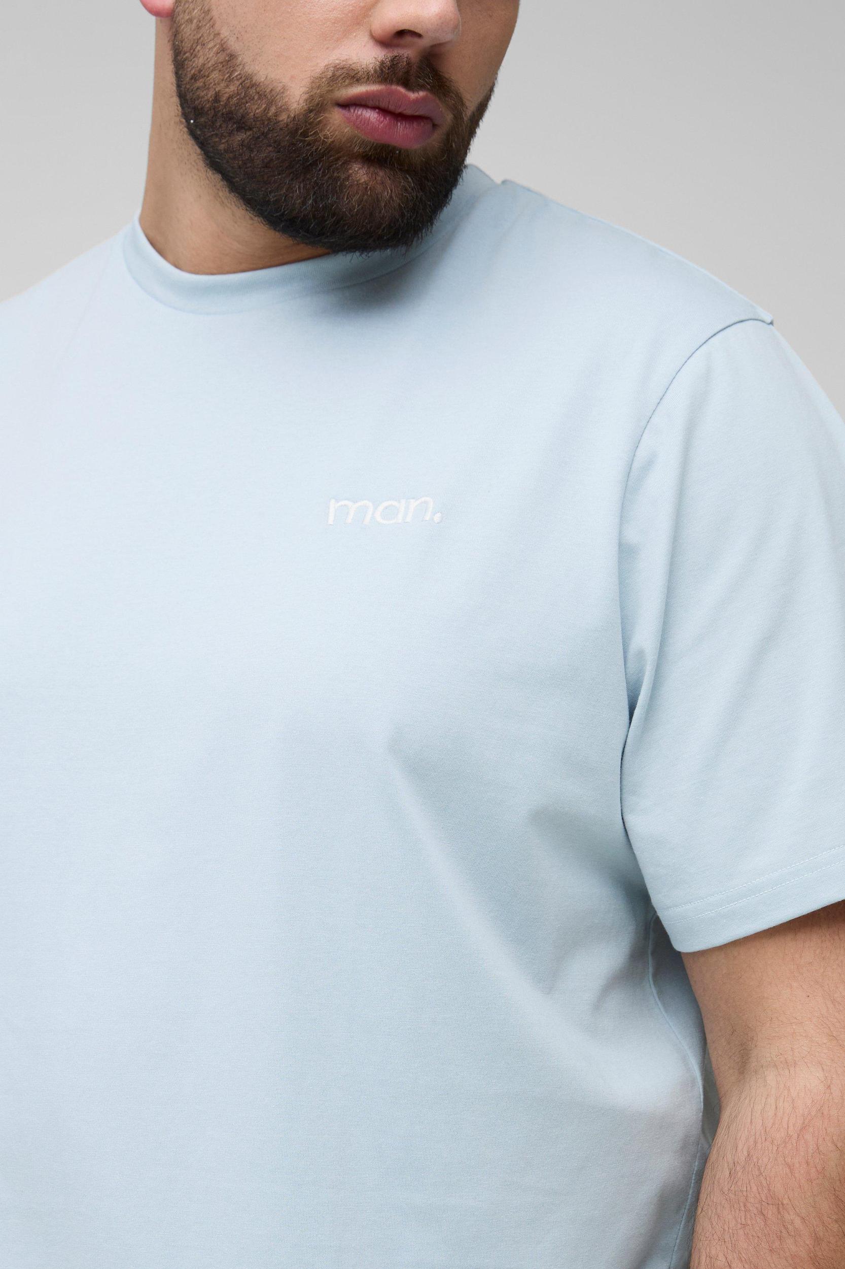 Plus Man Regular Fit Embroidered T-Shirt & Loose Fit Short Set | boohooMAN USA Product Image