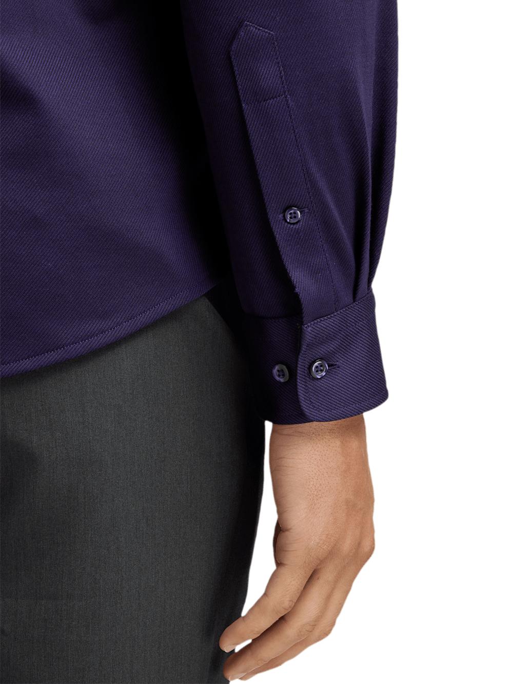 Cotton Blend Button Front Polo - Purple Product Image