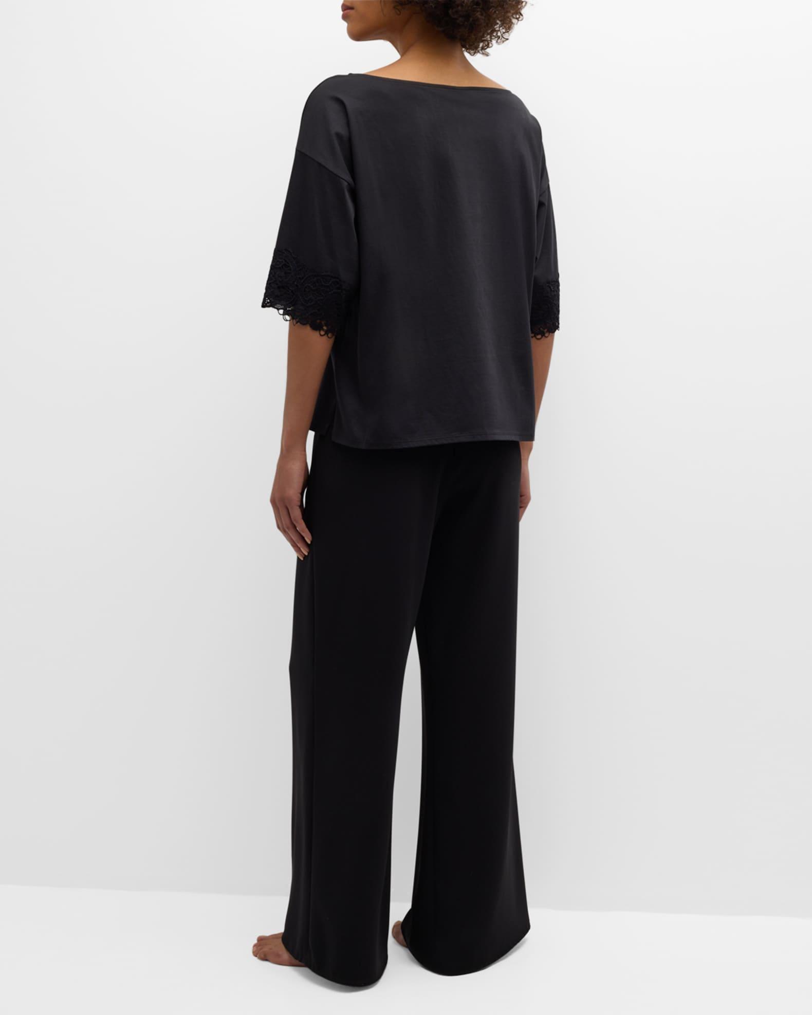 Bliss Harmony Lace-Trim Elbow-Sleeve T-Shirt Product Image