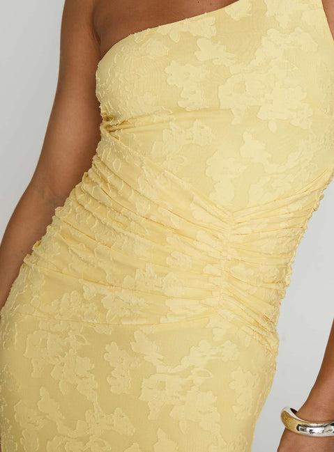 Starlights One Shoulder Maxi Dress Lemon Product Image